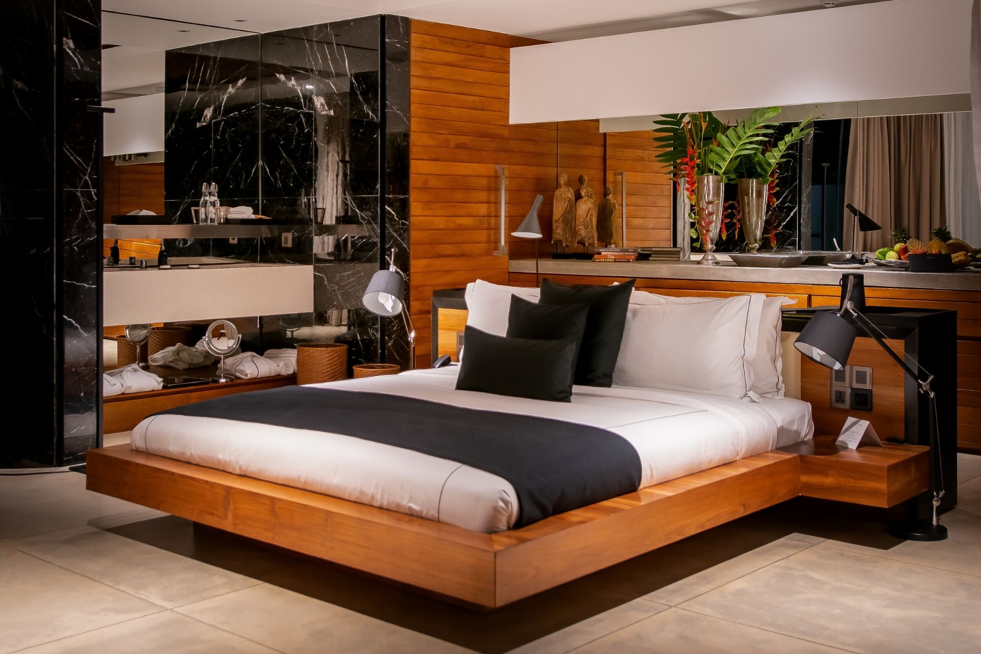 Double Queen bed and view of the interior boutique villa room
