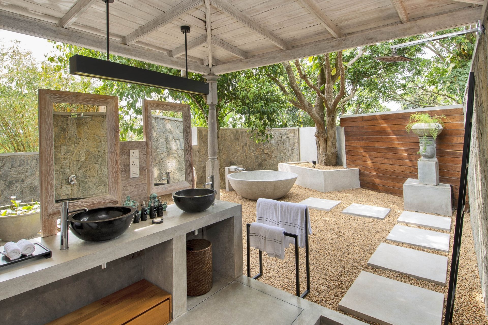 Outdoor lounge area of the colonial mansion overlooking the pool